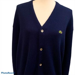 IZOD LACOSTE Vintage 70’s  Cardigan Navy Blue Sz L
